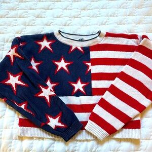 Cropped American flag sweater